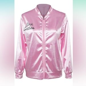 NWT Retro Satin "Pink Ladies" Bomber Jacket